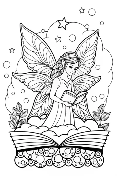 Fairy librarian organizing dreams