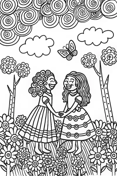 Mirabel and Isabela’s Magical Garden Coloring Page