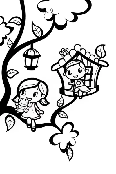 Bratz Adventure in a Magical Treehouse Coloring Page