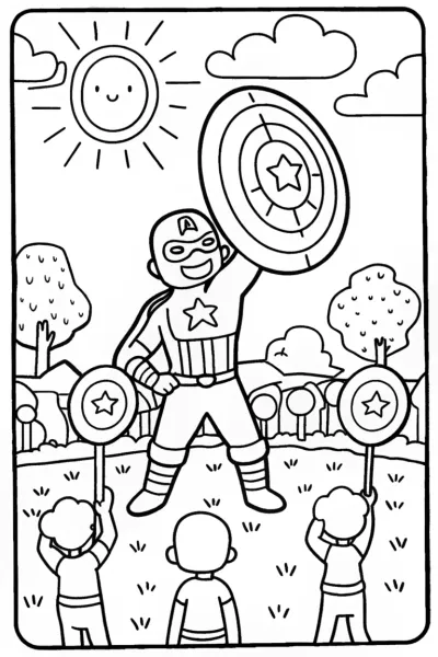 Captain America Shield Toss Coloring Page