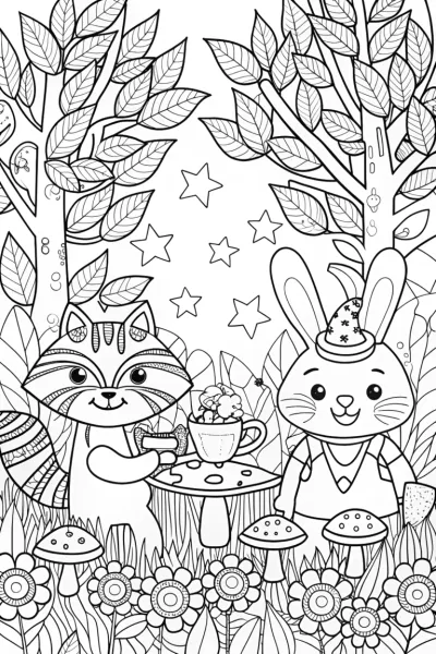 The Enchanted Tea Party Coloring Page