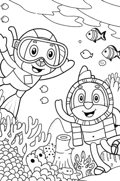 Bluey and Bingo’s Ocean Exploration Coloring Page