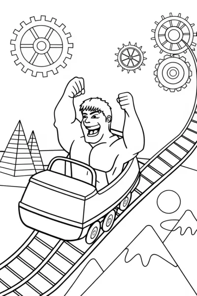 Hulk on a roller coaster ride