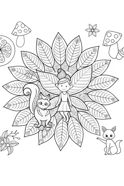 The Enchanted Leaf Bower Coloring Page