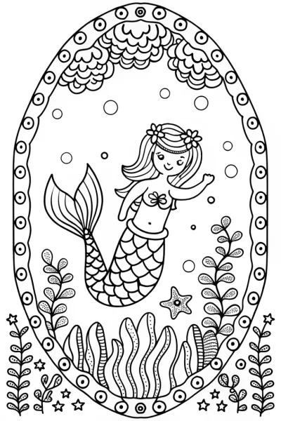 The Mermaid’s Enchanted Garden Coloring Page