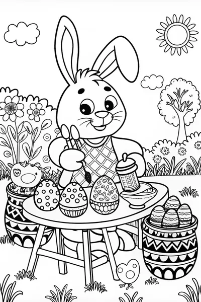 Easter Bunny Painting Eggs