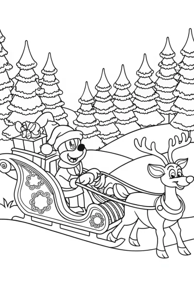 Mickey Mouse Christmas sleigh ride