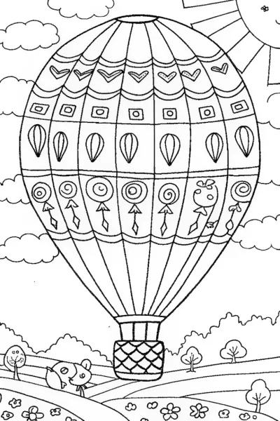 Easter egg balloon journey coloring page