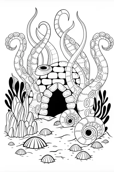 Eldritch Tentacle Monster Coloring Page