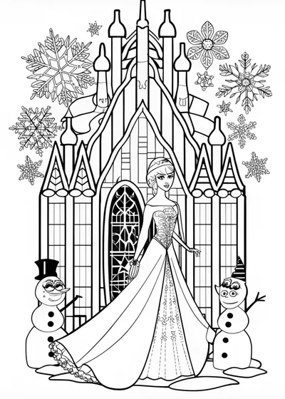 Elsa in the Castle Coloring Page