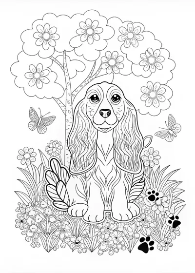 English Cocker Spaniel Coloring Page