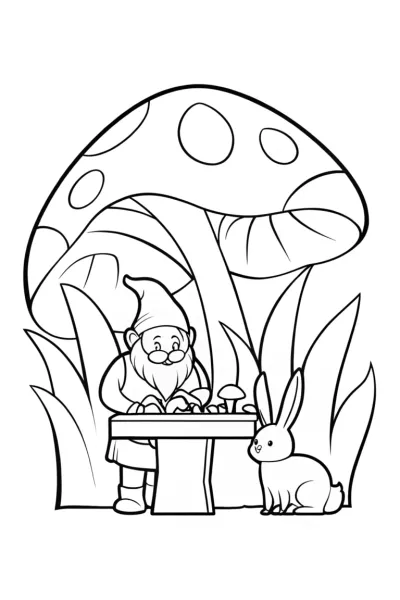 Gnome Artisan in His Garden Coloring Page