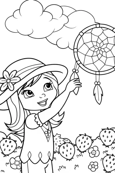 Strawberry Shortcake’s Berry Dreamcatcher Coloring Page