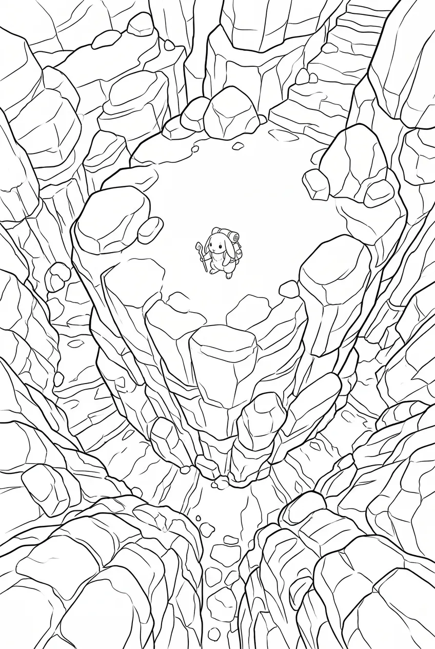Example coloring page for the Extreme high angle prompt
