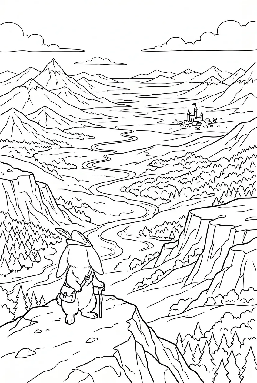 Example coloring page for the Extreme wide shot prompt