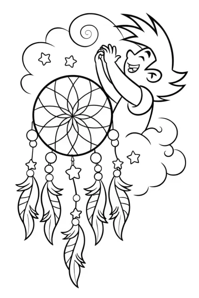 Goku’s Cosmic Dreamcatcher Adventure Coloring Page