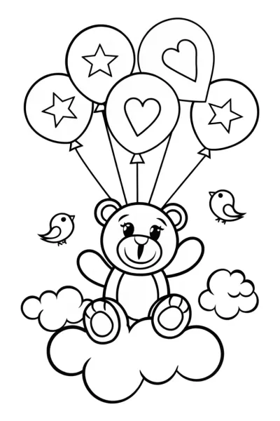 Bubbly Bear’s Balloon Adventure Coloring Page