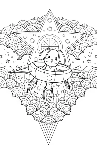 Cinnamoroll’s Dreamy Starship Adventure Coloring Page