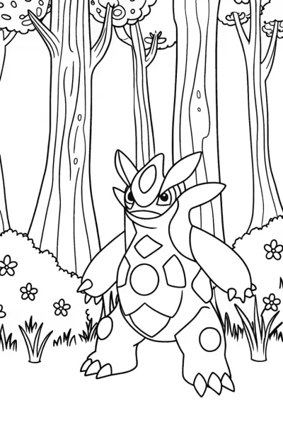 Zygarde’s Guardian Grove Coloring Page