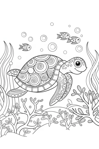 The Enchanted Turtle’s Adventure Coloring Page