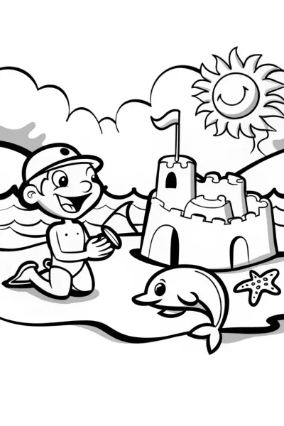 Blippi’s Ocean Adventure Camp Coloring Page