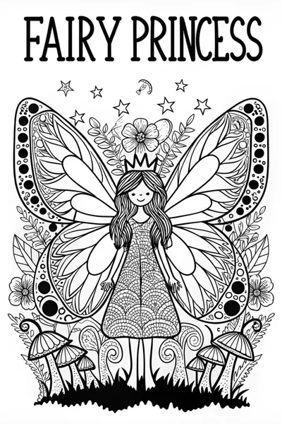 Fairy Princess with Flower Crown Coloring Page