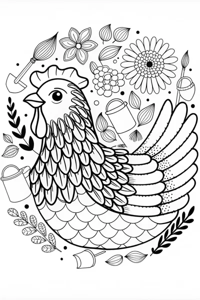 Fancy Feathers Fun: Color the Detailed Chicken!