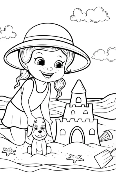 Summer Starry Seaside Adventure Coloring Page