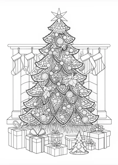 Christmas Tree with Star and Ornaments