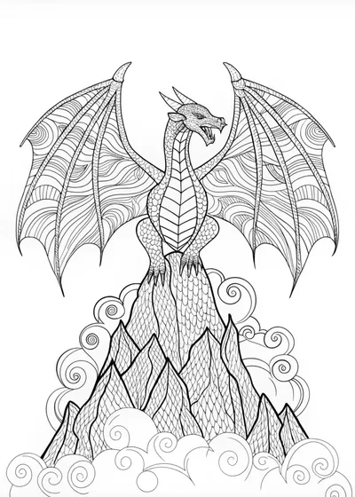 Fire-Breathing Dragon Coloring Page
