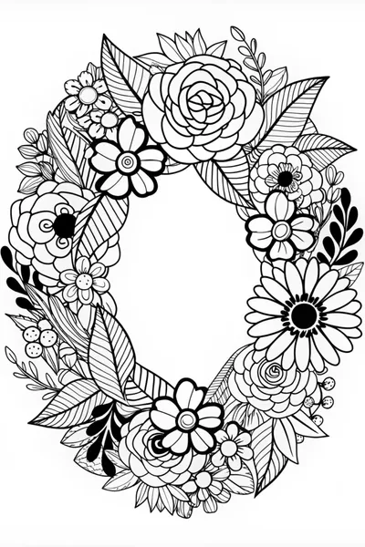 Floral Wreath Coloring Page