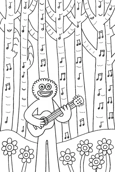 Huggy Wuggy’s Musical Adventure Coloring Page