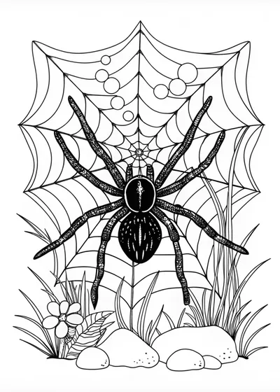 Spider by the Lake Coloring Page
