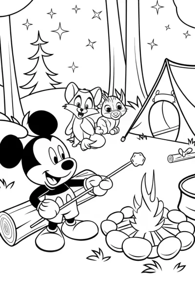 Mickey Mouse’s Camping Adventure Coloring Page