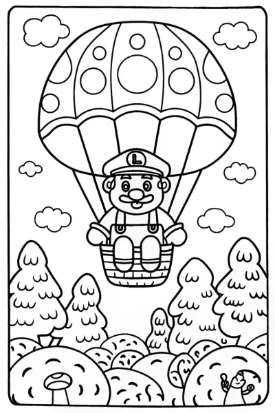 Luigi’s Balloon Adventure Coloring Page
