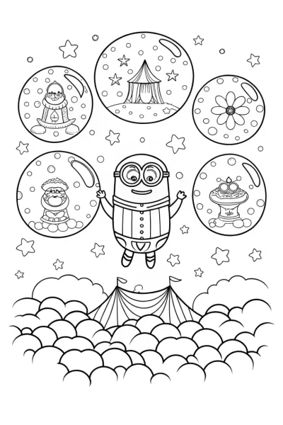 Minion’s Magical Bubble Adventure Coloring Page