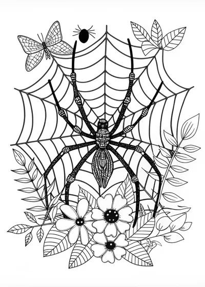 Spider in the Garden Coloring Page