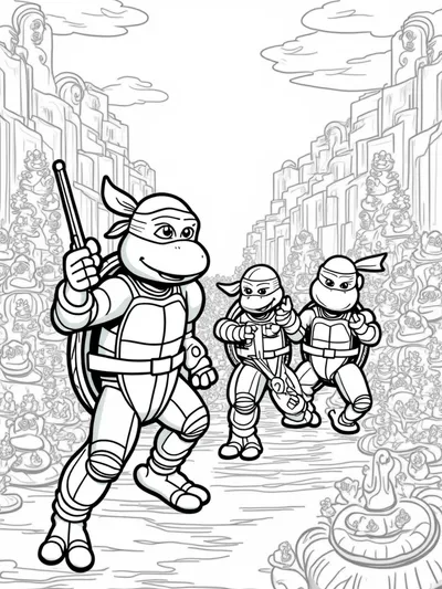 Teenage Mutant Ninja Turtles in candy factory