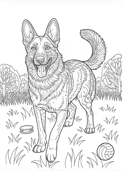 Majestic German Shepherd Coloring Page