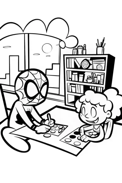 Miles Morales’ Creative Workshop Coloring Page