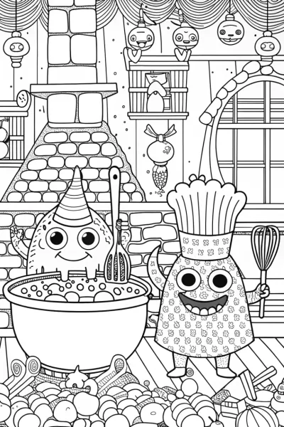 Monster Chef’s Culinary Showdown Coloring Page
