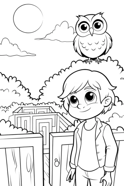 Banban’s Whimsical Garden Maze Coloring Page