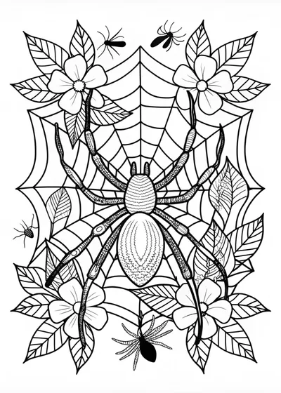 Giant Spider’s Web Adventure Coloring Page