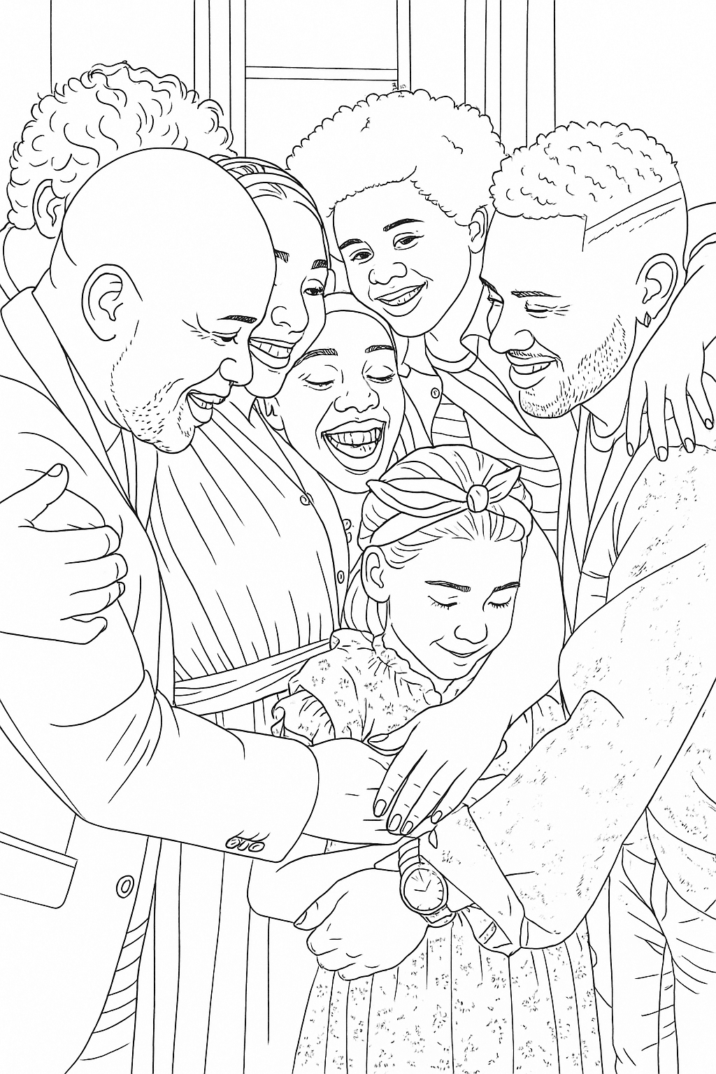 Group hug converted to clean line art