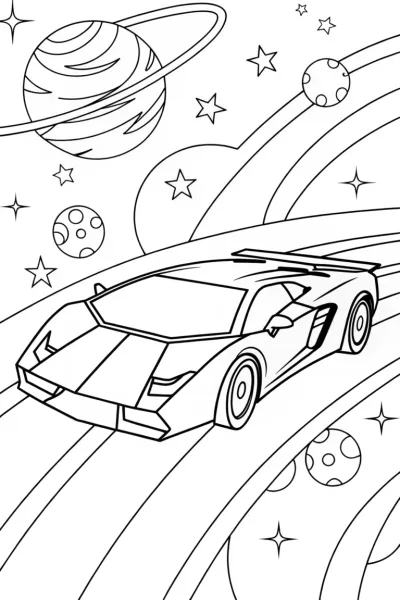 Lamborghini on the Galactic Raceway Coloring Page
