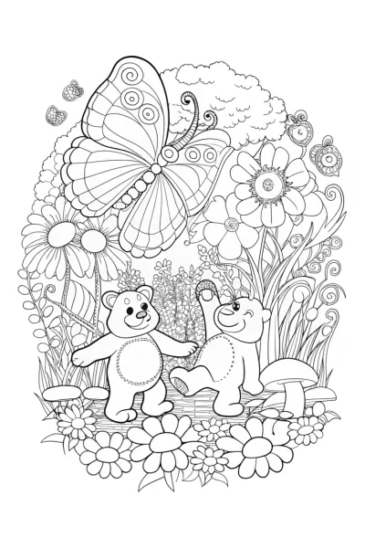 Care Bears’ Magical Garden Adventure Coloring Page
