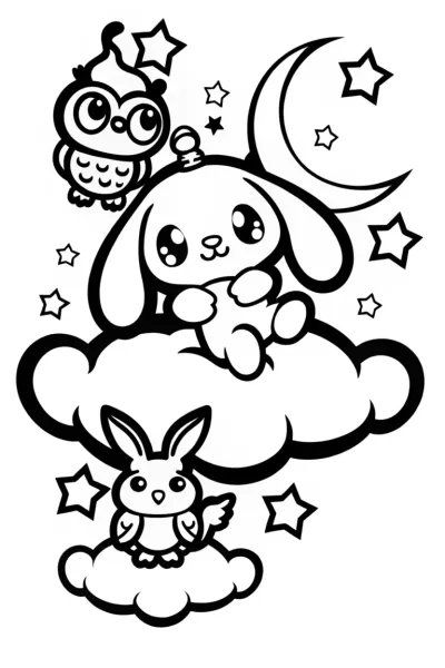 Cinnamoroll’s Starry Sky Adventure Coloring Page