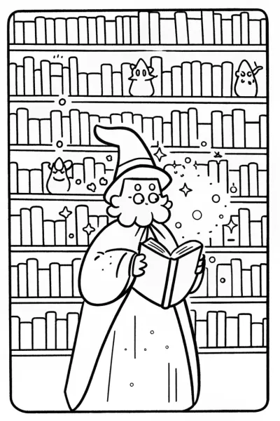 Bowser’s Magical Library Coloring Page