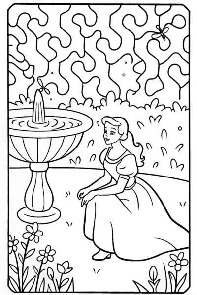 Belle’s Secret Garden Coloring Page