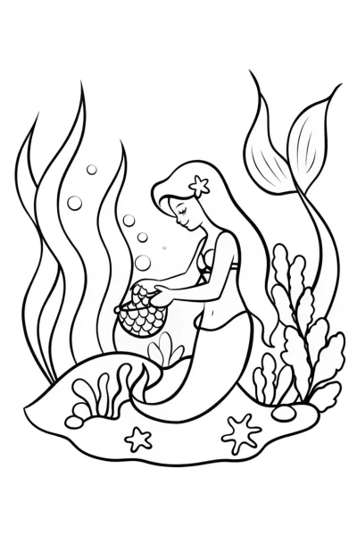 Mermaid’s Secret Potion Garden Coloring Page